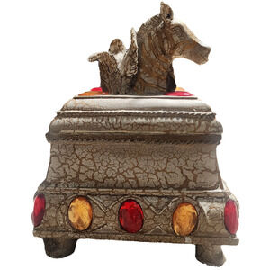 vintage Horse jewelry box Raised head